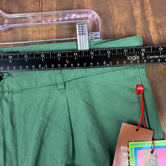 Houston White Mens Pants Green Chinos Single Pleated Wide Leg 100% Cotton 36x32 - Picture 6 of 12